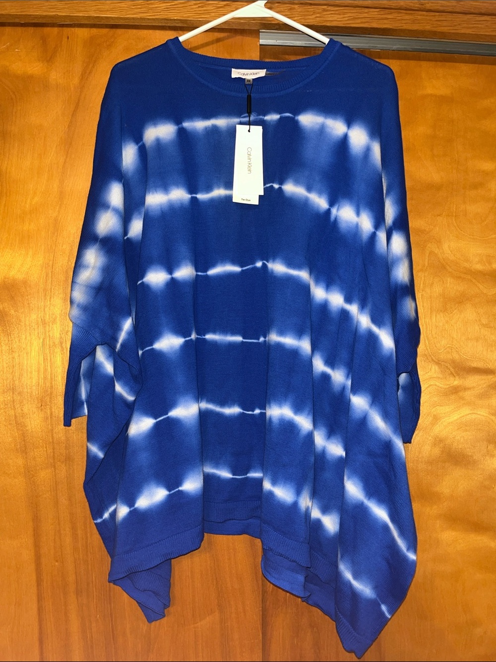 Calvin Klein Electric Blue Tie-Dye Batwing Sweater